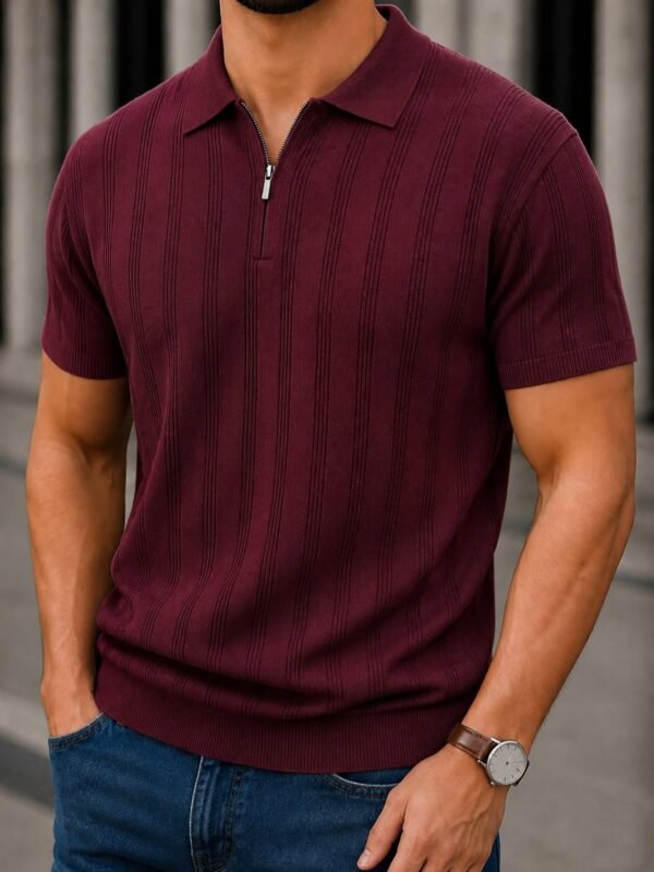 Polo Premium Knit me Zip – Vertical Texture