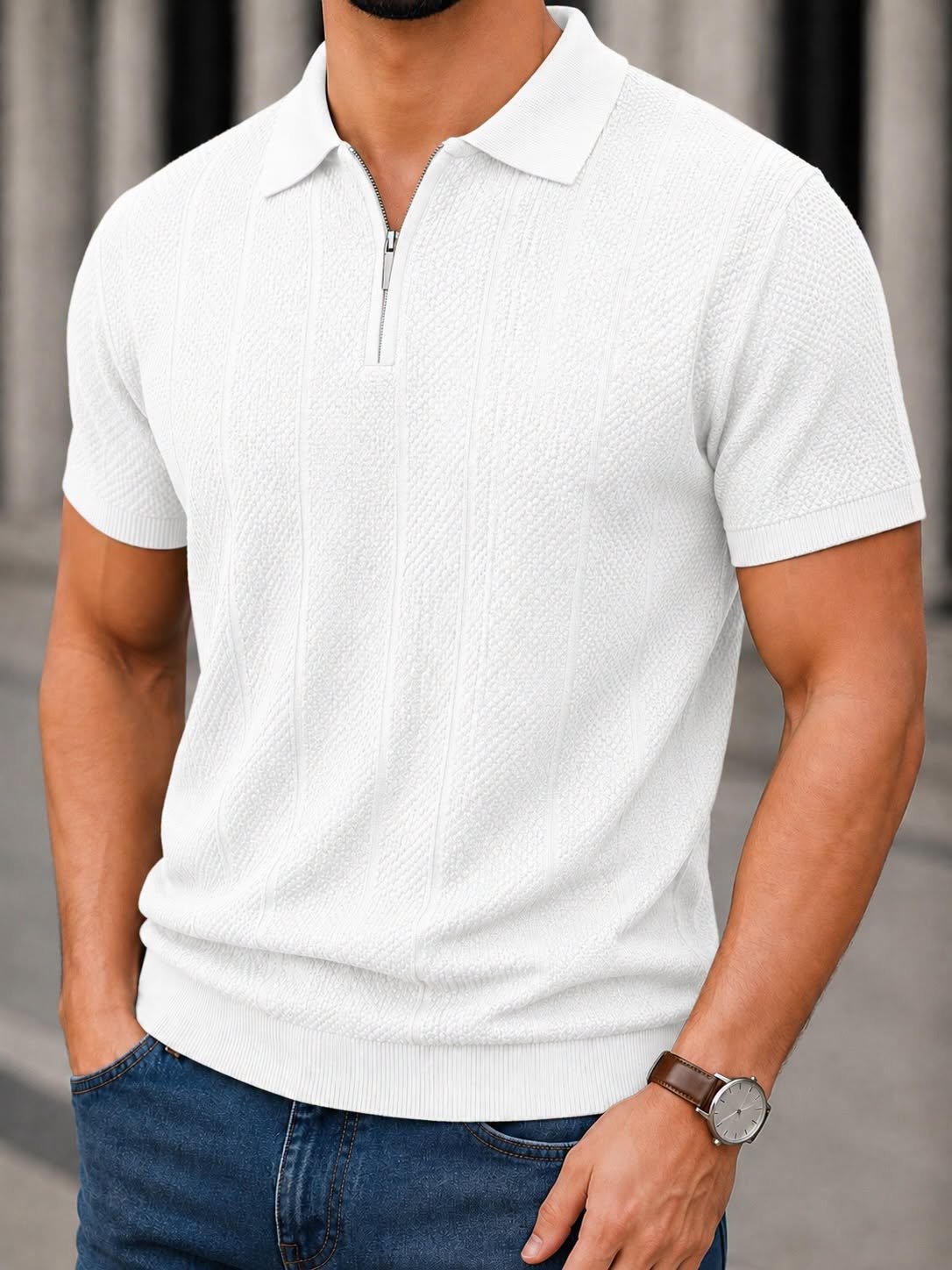 Polo Premium Knit me Zip – Textured Edition