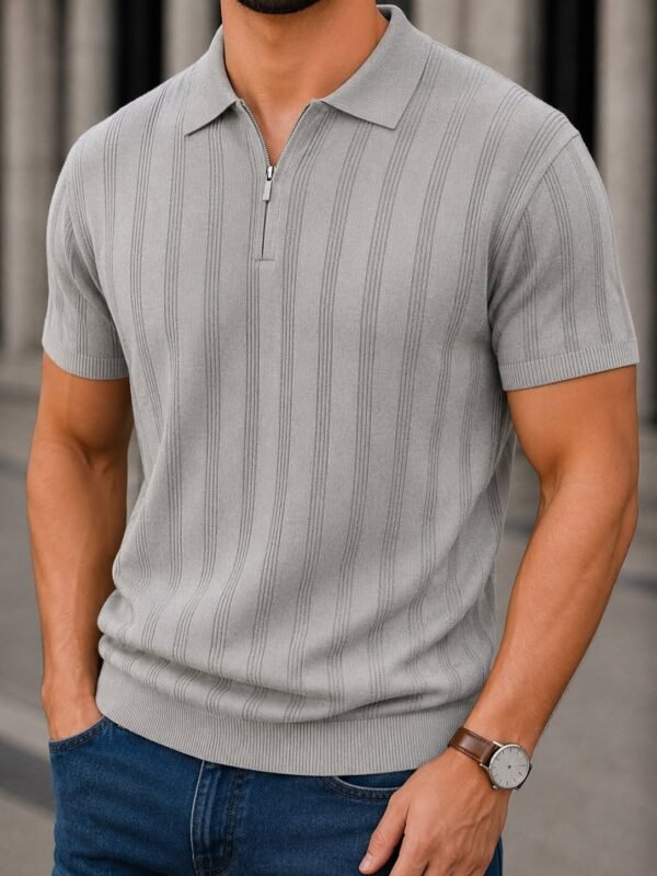 Polo Premium Knit me Zip – Vertical Texture