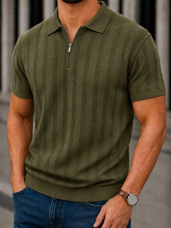 Polo Premium Knit me Zip – Vertical Texture