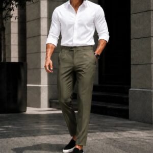 Outfit Premium Smart Casual – White & Olive Edition