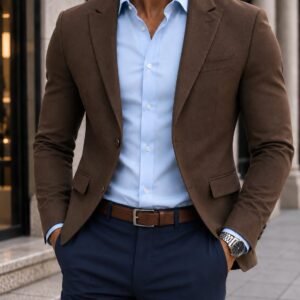Outfit Premium Smart Casual – Chocolate Brown & Navy