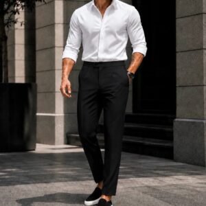 Premium White Shirt & Black Tailored Trousers Set – Timeless Elegance