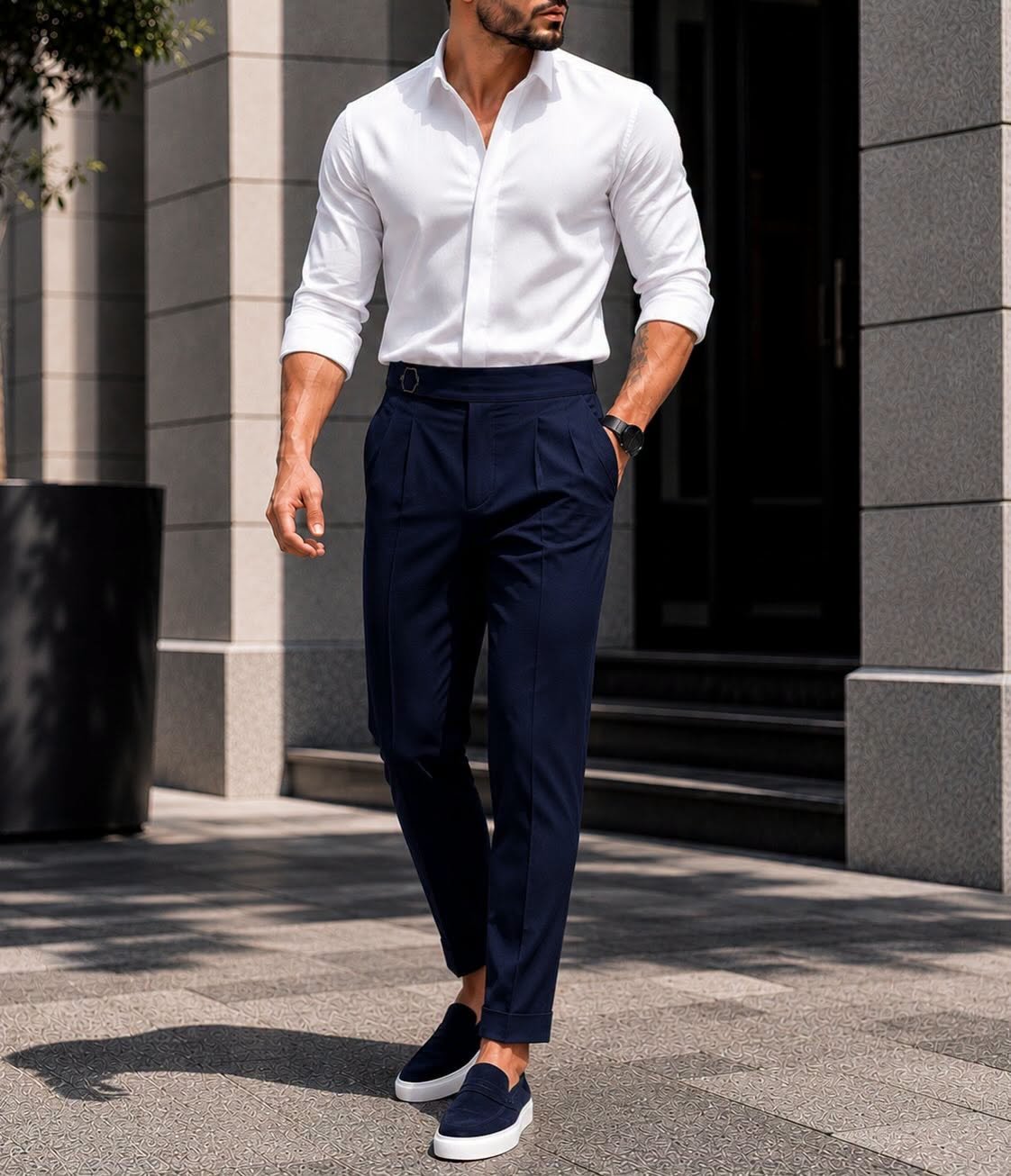 White & Navy Signature Set – Premium Smart Casual
