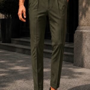 Pantallona Premium Italian Double Button – Dark Olive Edition 🫒
