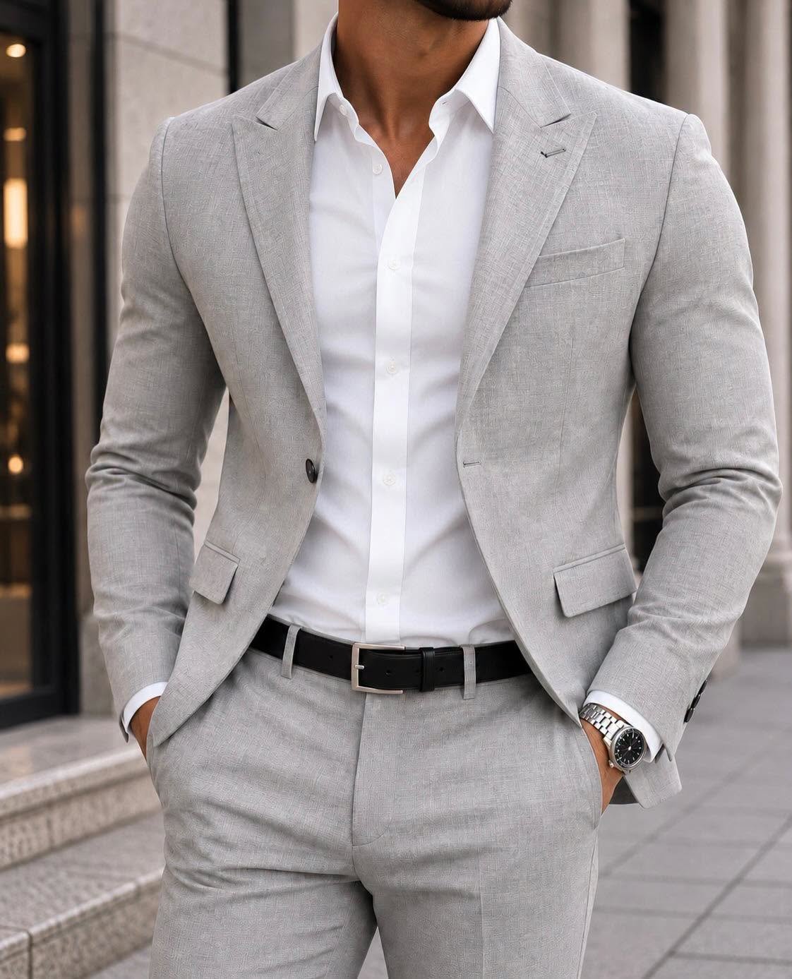 Kostum Premium Light Grey – Slim Fit Elegance