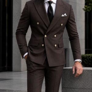 Kostum Premium Double-Breasted Brown
