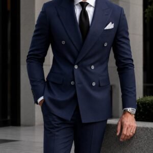 Kostum Premium Double-Breasted Navy Blue