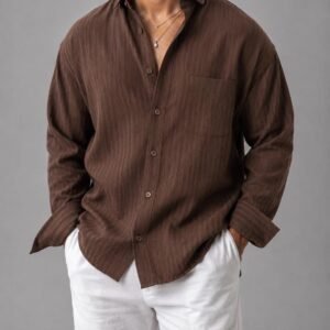 Këmishë Premium Linen Striped – Relaxed Fit Collection