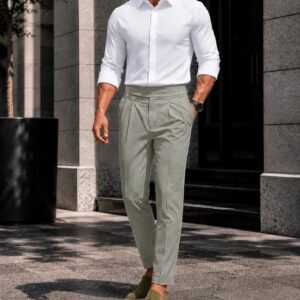 Urban Signature Set – White Shirt & Sage Tailored Trousers