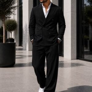 Kostum Premium Double Breasted Relaxed Fit – Black Edition