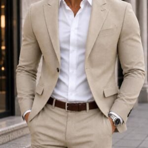 Kostum Premium Cream Beige – Slim Fit Elegance