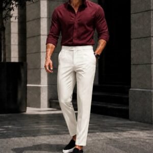 Outfit Premium Smart Casual – Bordo & Off White Edition