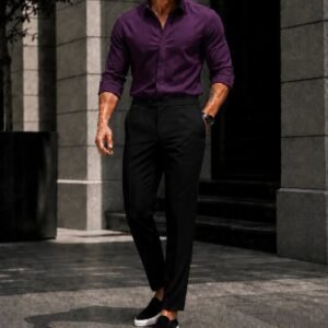 lOutfit Premium Smart Casual – Deep Purple & Black Edition