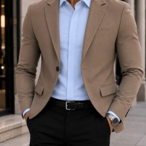 Outfit Premium Smart Casual – Taupe & Sky Blue