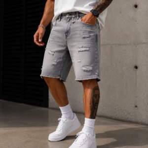 Shorce Xhinsi Premium Grey Washed Ripped – Relaxed Fit