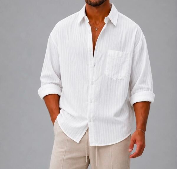Këmishë Premium Textured Stripe – Relaxed Fit
