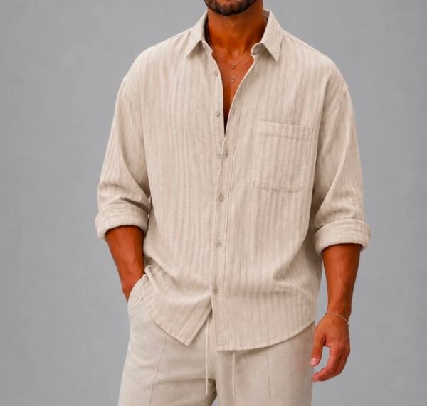 Këmishë Premium Textured Stripe – Relaxed Fit
