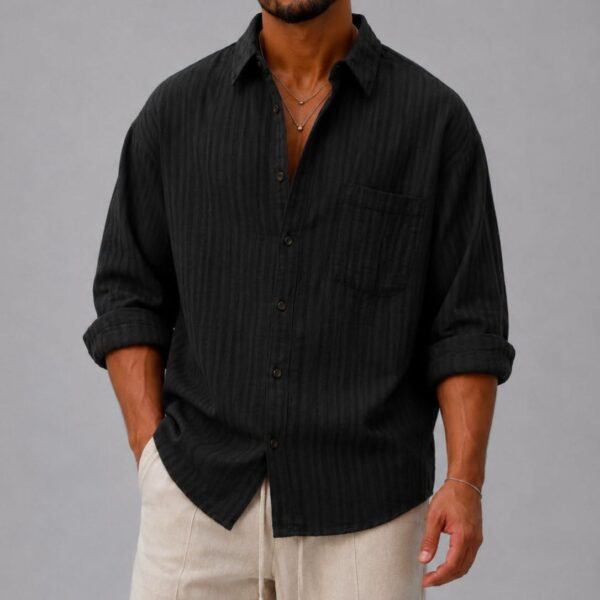 Këmishë Premium Textured Stripe – Relaxed Fit