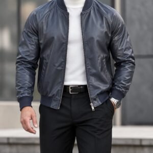 Premium Eco-Leather Bomber Jacket