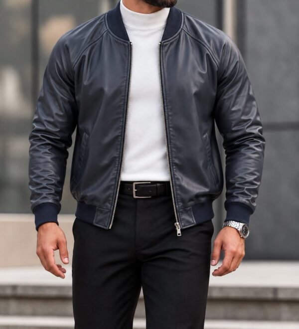 Premium Eco-Leather Bomber Jacket