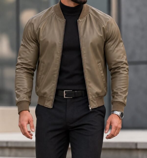 Premium Eco-Leather Bomber Jacket