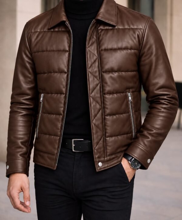 Leather Look Puffer Jacket – Luxury Edition