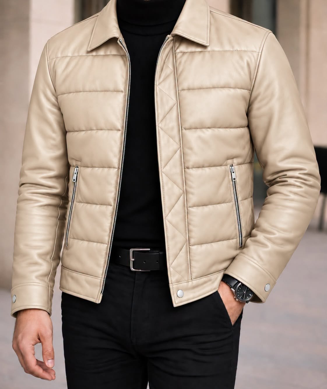 Leather Look Puffer Jacket – Luxury Edition