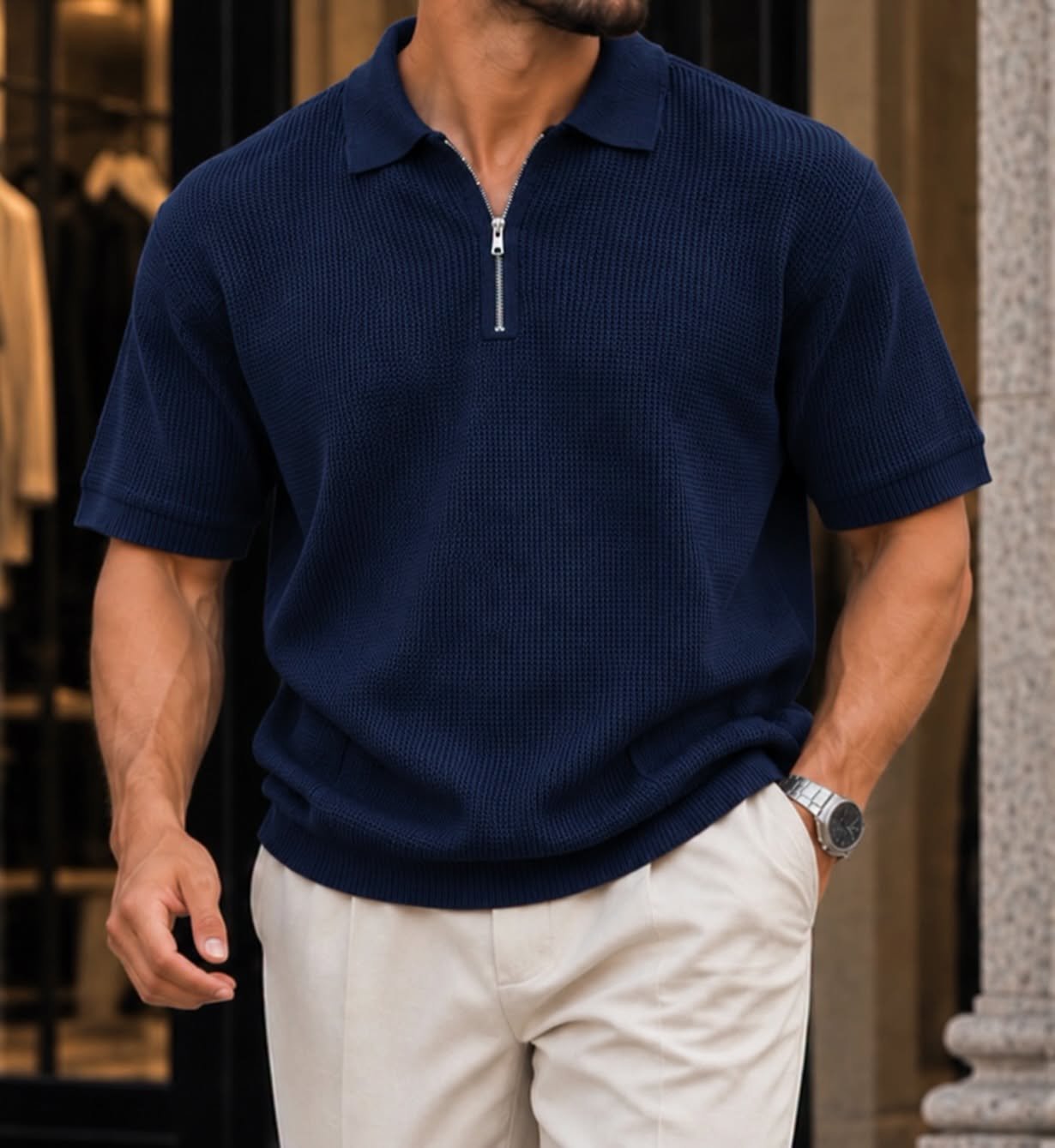 Premium Knitted Zip Polo