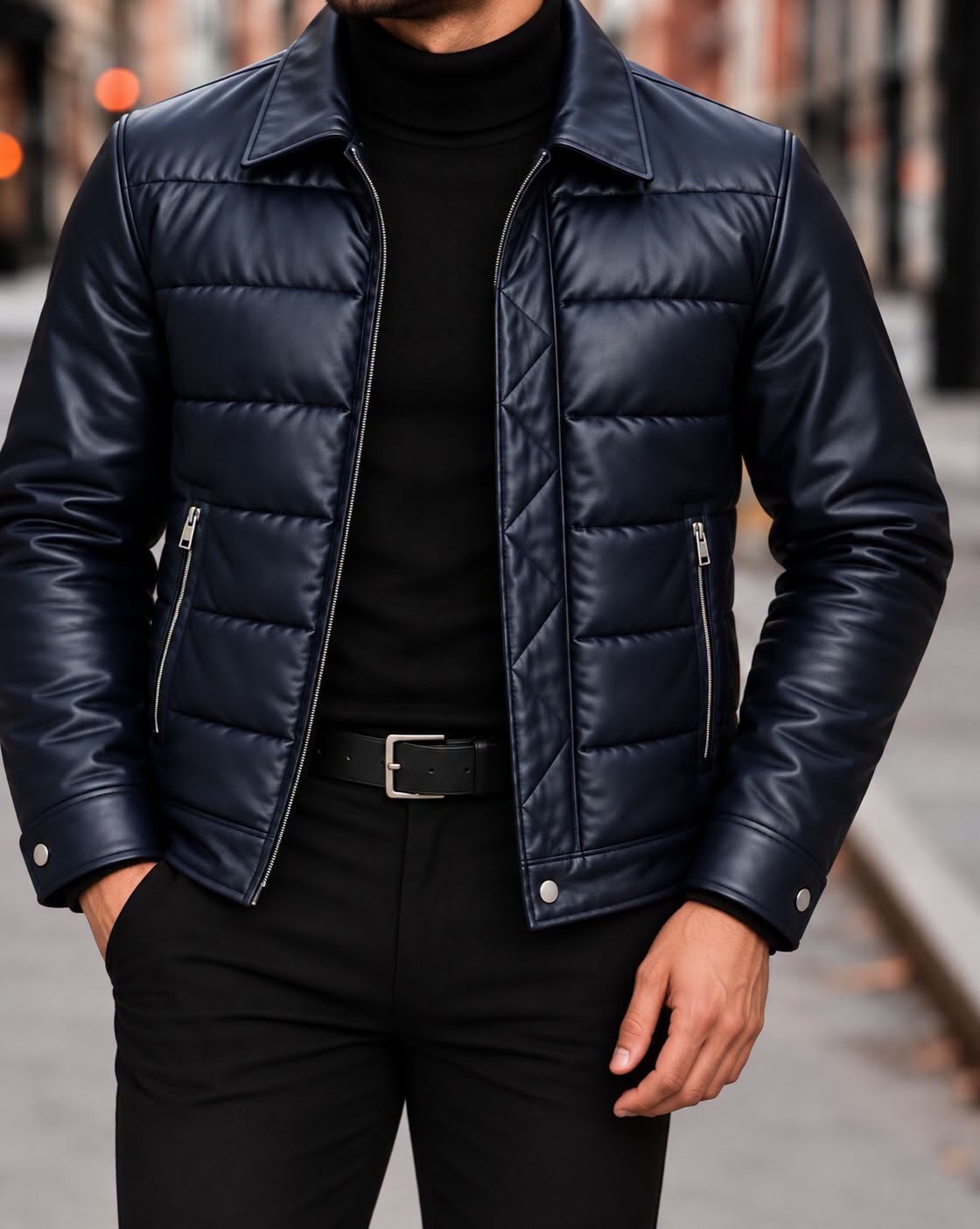 Quilted Leather-Look Jacket – Modern Elegance