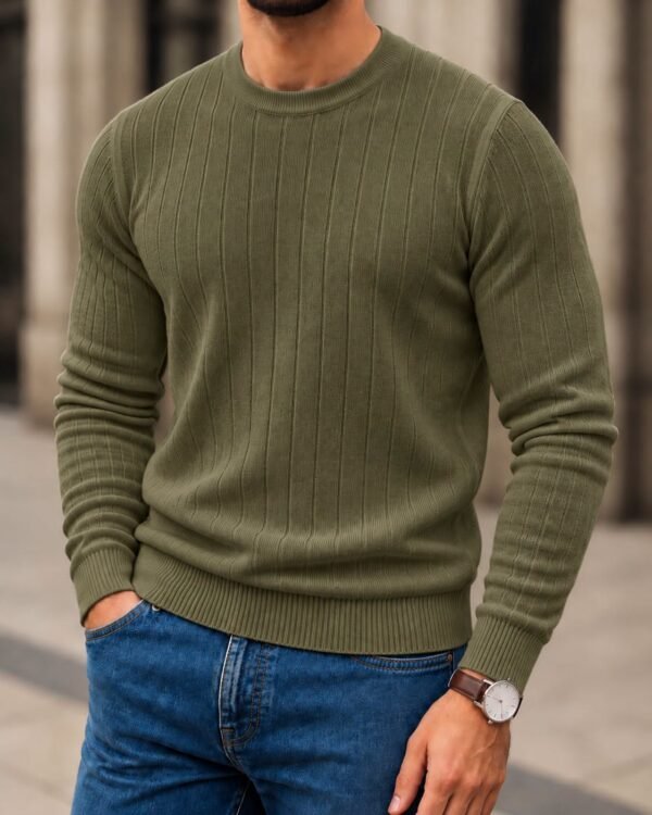 Men’s Textured Crew Neck Sweater – Classic Elegance