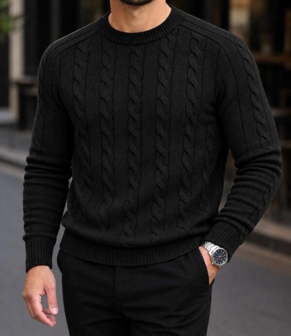 Men’s Cable Knit Crew Neck Sweater – Classic Cable Knit