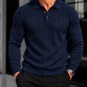 Long Sleeve Textured Polo – Timeless Elegance
