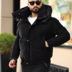 Men’s Hooded Puffer Jacket – Black Edition