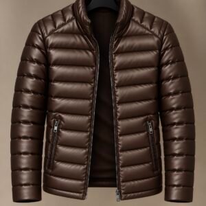 Dark Chocolate Leather-Look Quilted Jacket