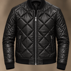 Black Diamond Quilted Bomber Jacket