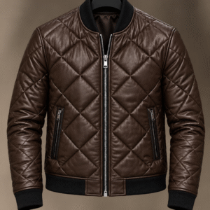 Dark Chocolate Diamond Quilted Bomber Jacket