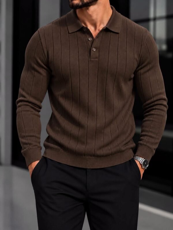 Long Sleeve Textured Polo – Timeless Elegance