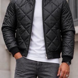 Diamond Quilted Bomber Jacket