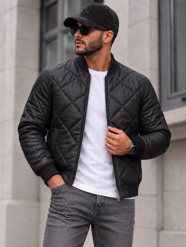 Diamond Quilted Bomber Jacket
