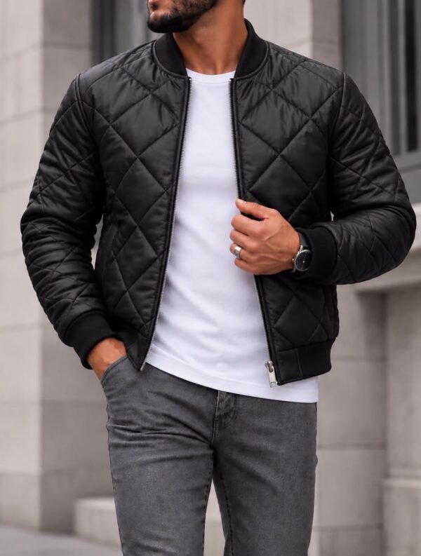 Diamond Quilted Bomber Jacket