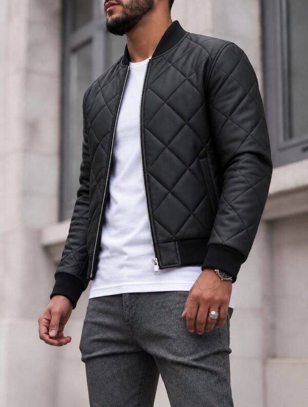 Diamond Quilted Bomber Jacket