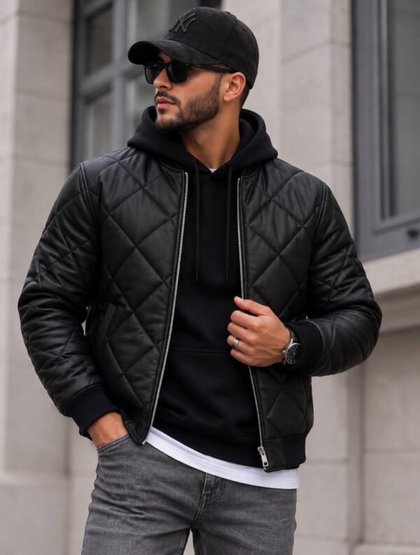 Diamond Quilted Bomber Jacket