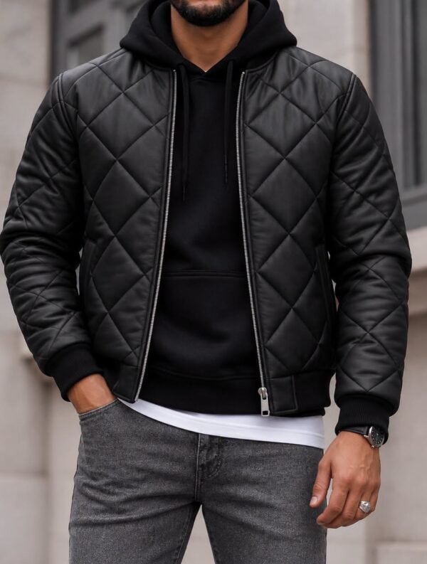 Diamond Quilted Bomber Jacket