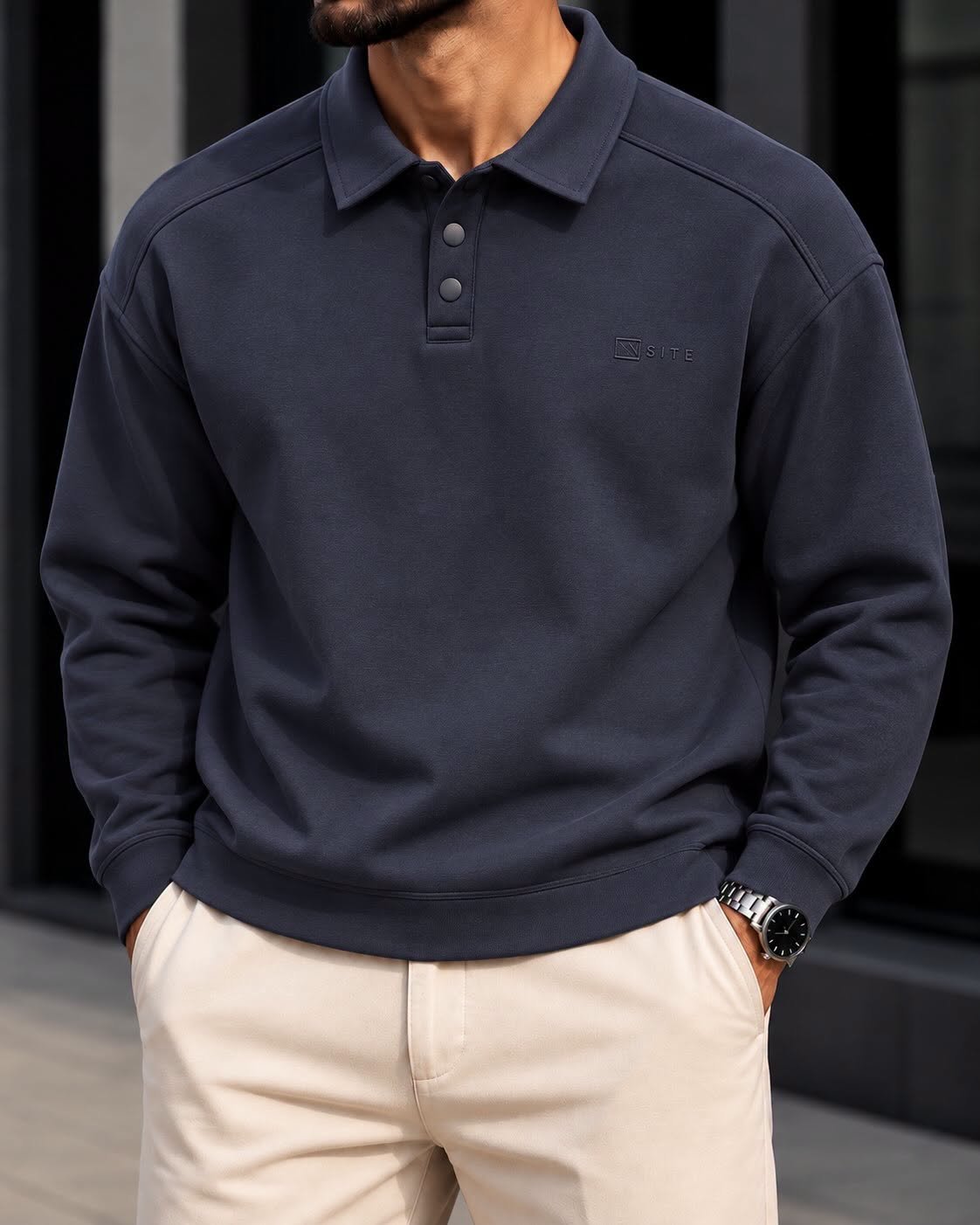 PREMIUM RELAXED POLO SWEATSHIRT