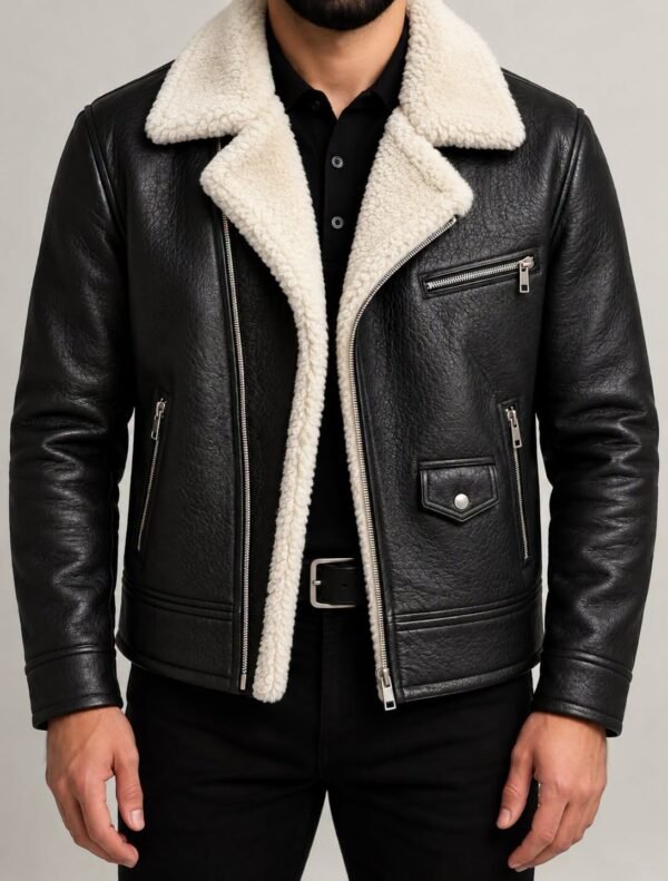 Biker Jacket with Plush Collar