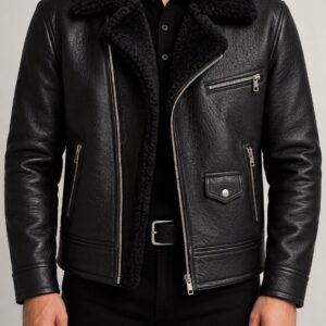 Biker Jacket with Plush Collar