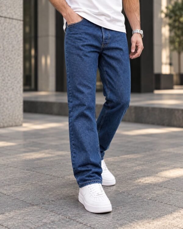 Straight Fit Jeans with Subtle Pattern