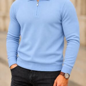 PREMIUM ZIP POLO SWEATER — Understated Elegance