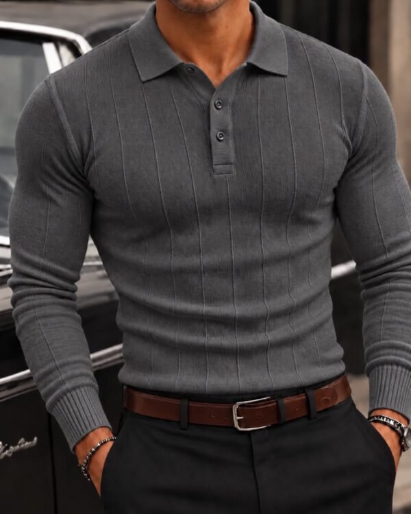 Long Sleeve Knitted Polo – Classic Elegance